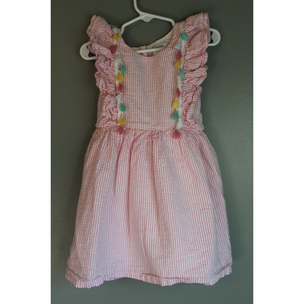 Crown & Ivy Dress 4t Pink White Spring Summer Sleeveless Ruffle